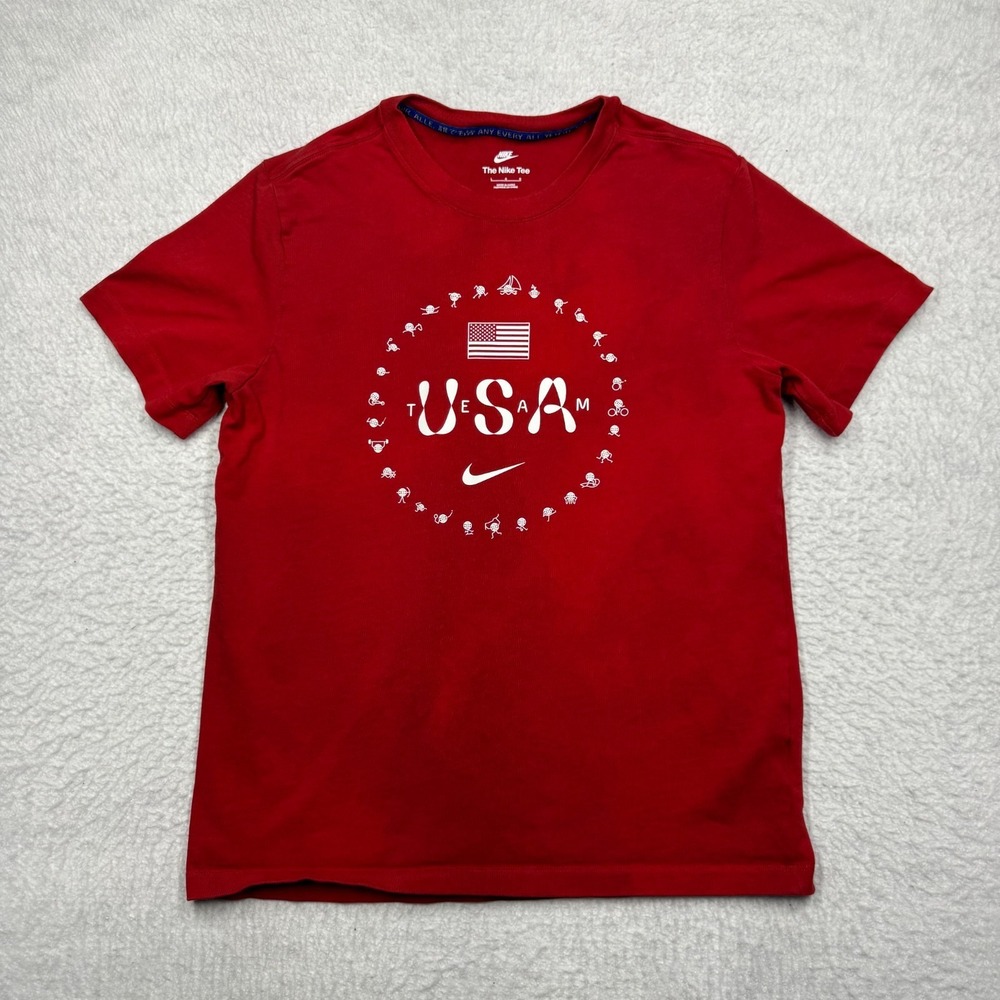 Nike Tee Team USA Olympics Graphic Print Crew Neck T-Shirt Red Men's L
